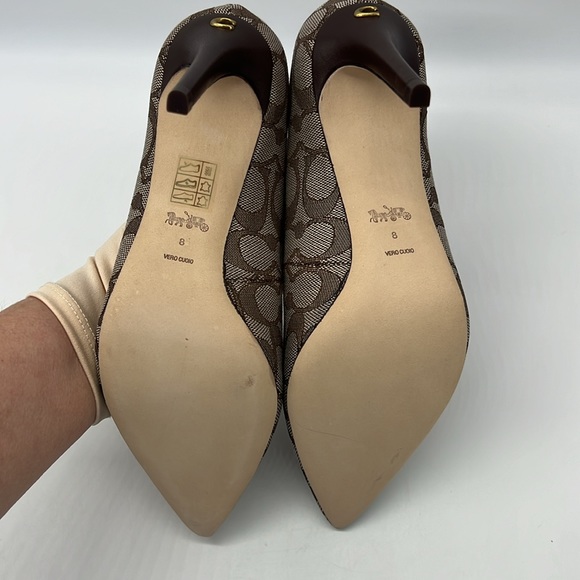 Coach Skyler Monogram Jacquard Pumps Oak Maple - Picture 11 of 15